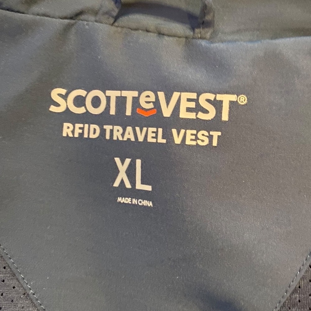 SCOTTEVEST Mens RFID Travel Vest XL Navy Blue Multi-Pocket Utility TEC Vest - Picture 3 of 10